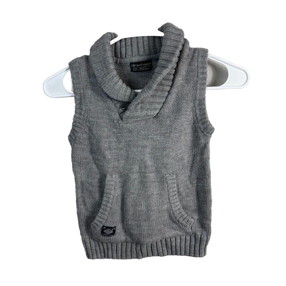 Boys Life‎ and Legend Sweater Vest Size 4 Years Gray Pockets Cable Knit Preppy